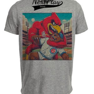 St. Louis Cardinals vs. Chicago Cubs Retro Rivalry Baseball 1995 Artwork Heather Gray Sublimated T-Shirt