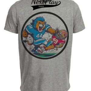 Detroit Lions vs. San Francisco 49ers Retro Rivalry Football Artwork Heather Gray Sublimated T-Shirt
