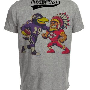 Baltimore Ravens vs. Kansas City Chiefs Retro Rivalry Football Mascot 1998 Artwork Heather Gray Sublimated T-Shirt