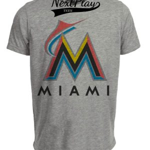 Miami Marlins Retro Baseball 2009 Artwork Heather Gray Sublimated T-Shirt