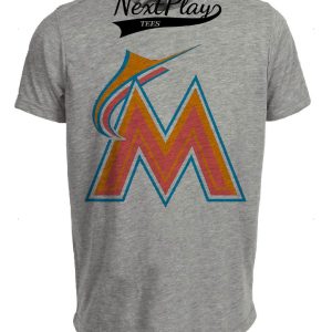 Miami Marlins Retro Baseball 2010 Artwork Heather Gray Sublimated T-Shirt
