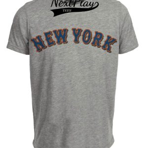New York Mets Retro Jersey Lettering Baseball 1990 Artwork Heather Gray Sublimated T-Shirt