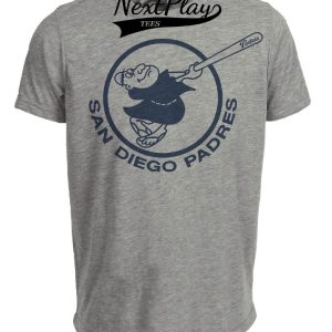 San Diego Padres Retro Baseball 2007 Artwork Heather Gray Sublimated T-Shirt