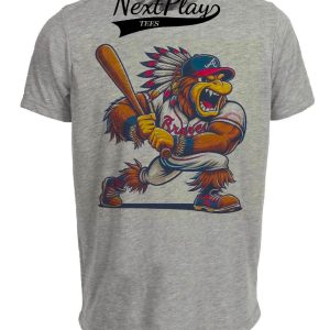 Atlanta Braves Ferocious Retro Mascot Baseball Artwork Heather Gray Sublimated T-Shirt