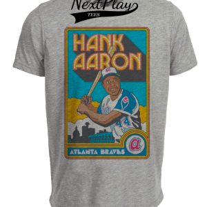 Atlanta Braves Retro Aaron Baseball 1968 Artwork Heather Gray Sublimated T-Shirt
