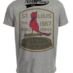 St. Louis Cardinals Retro World Series Baseball 1967 Artwork Heather Gray Sublimated T-Shirt