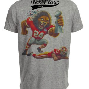 Kansas City Chiefs vs. San Francisco 49ers Retro Rivalry Super Bowl Champs Football Artwork Heather Gray Sublimated T-Shirt
