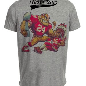 San Francisco 49ers vs. Kansas City Chiefs Retro Rivalry Super Bowl Champs Football Artwork Heather Gray Sublimated T-Shirt