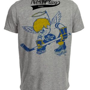 Minnesota Fighting Saints Retro Hockey 1973 Artwork Heather Gray Sublimated T-Shirt