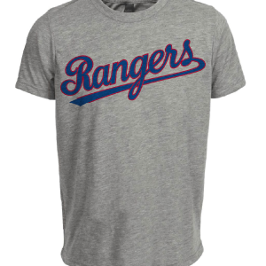 Texas Rangers Retro Baseball 1984 Artwork Jersey Lettering Heather Gray Sublimated T-Shirt