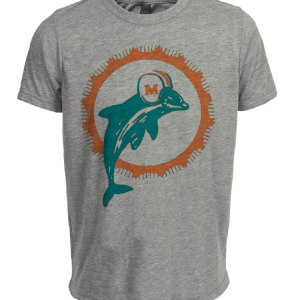 Miami Dolphins Retro Football 1966 Artwork Heather Gray Sublimated T-Shirt