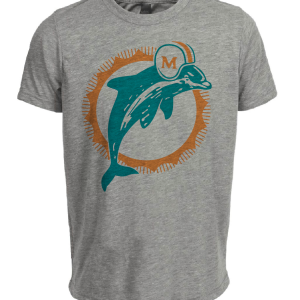 Miami Dolphins Retro Football 1974 Artwork Heather Gray Sublimated T-Shirt