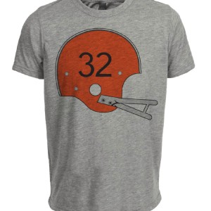 Cleveland Browns NFL Retro Jim Brown’s Number #32 Football Helmet 1960 Artwork Heather Gray Sublimated T-Shirt