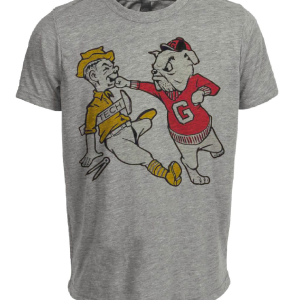 Georgia Bulldogs UGA vs. Georgia Tech Yellowjackets Retro Rivalry Mascot 1950 Artwork Heather Gray Sublimated T-Shirt