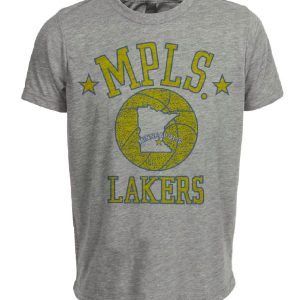 Minneapolis Lakers Retro Basketball 1947 Artwork Heather Gray Sublimated T-Shirt