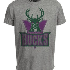 Milwaukee Bucks Retro Basketball 1989 Artwork Heather Gray Sublimated T-Shirt