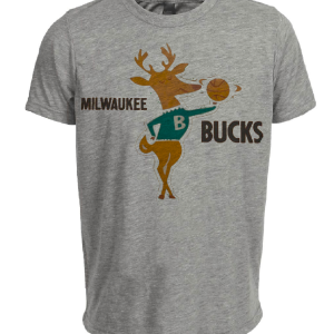 Milwaukee Bucks Retro Basketball 1969 Artwork Heather Gray Sublimated T-Shirt