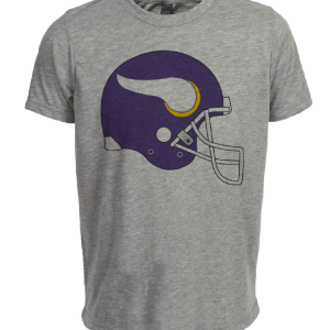Minnesota Vikings Retro 1980 Artwork Football Helmet Heather Gray Sublimated T-Shirt
