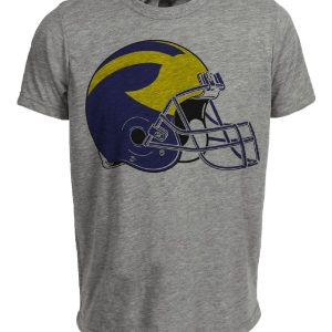 Michigan Wolverines Retro Football Helmet 1975 Artwork Heather Gray Sublimated T-Shirt