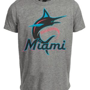 Miami Marlins Retro Baseball Artwork Heather Gray Sublimated T-Shirt