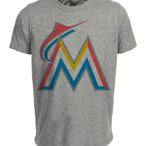 Miami Marlins Retro Baseball 2005 Artwork Heather Gray Sublimated T-Shirt