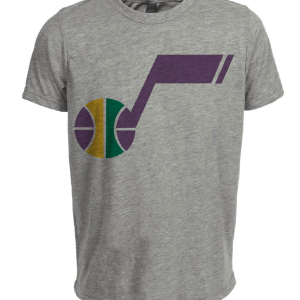 Utah Jazz Retro Basketball 1980 Artwork Heather Gray Sublimated T-Shirt