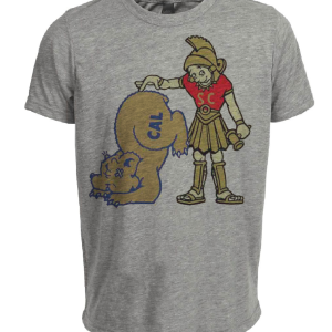 USC Trojans vs. California Golden Bears Retro Rivalry Mascot 1958 Artwork Heather Gray Sublimated T-Shirt