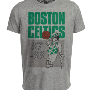 Boston Celtics Retro Basketball 1987 Artwork Heather Gray Sublimated T-Shirt