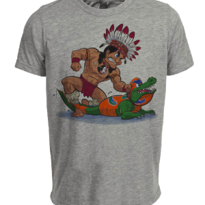Florida State Seminoles vs. Florida Gators Retro Rivalry Football Mascot 1993 Artwork Heather Gray Sublimated T-Shirt
