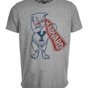 Yale Bulldogs vs. Harvard Crimson Retro Rivalry Mascot 1958 Artwork Heather Gray Sublimated T-Shirt