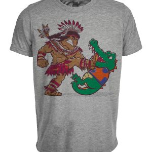 Florida State Seminoles vs. Florida Gators Retro Rivalry Football Mascot 1992 Artwork Heather Gray Sublimated T-Shirt