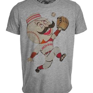 Cincinnati Reds Retro Redlegs Mascot Baseball 1950 Artwork Heather Gray Sublimated T-Shirt