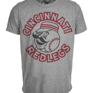 Cincinnati Redlegs Retro Baseball 1955 Artwork Heather Gray Sublimated T-Shirt
