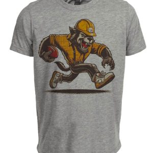 Pittsburgh Steelers Retro Football Mascot Artwork Heather Gray Sublimated T-Shirt