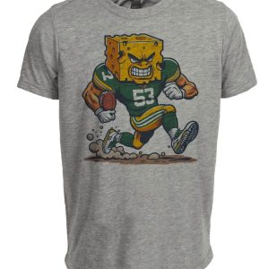 Green Bay Packers Retro Football Mascot Artwork Heather Gray Sublimated T-Shirt