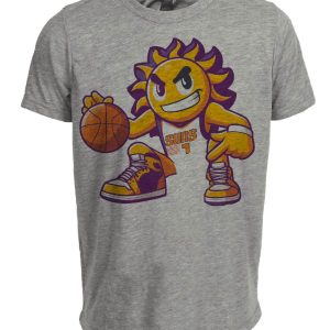 Phoenix Suns Retro Basketball Mascot Artwork Heather Gray Sublimated T-Shirt