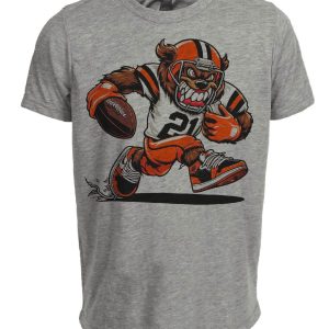 Cleveland Browns Retro Football Mascot Artwork Heather Gray Sublimated T-Shirt