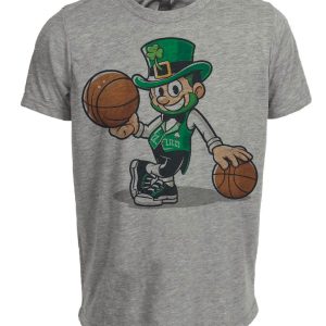 Boston Celtics Retro Basketball Mascot Artwork Heather Gray Sublimated T-Shirt