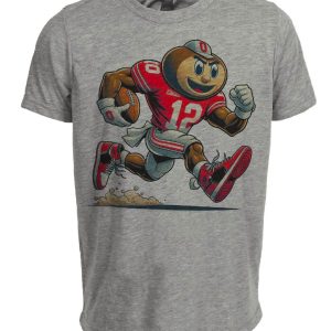 Ohio State Buckeyes Retro Football Mascot Artwork Heather Gray Sublimated T-Shirt