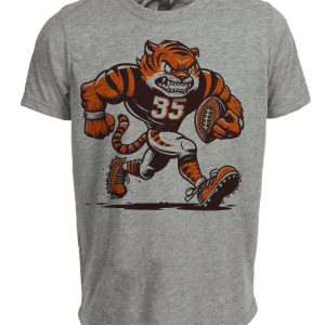 Cincinnati Bengals Retro Football Mascot Artwork Heather Gray Sublimated T-Shirt