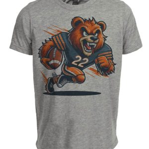 Chicago Bears Retro Football Mascot Artwork Heather Gray Sublimated T-Shirt