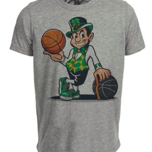 Boston Celtics Retro Lucky Mascot Artwork Heather Gray Sublimated T-Shirt