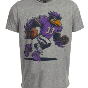 Baltimore Ravens Classic Retro Football Mascot Artwork Heather Gray Sublimated T-Shirt