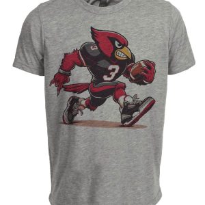 Arizona Cardinals Retro Football Mascot Artwork Heather Gray Sublimated T-Shirt