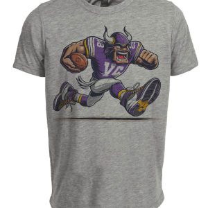 Minnesota Vikings Retro Football Mascot Artwork Heather Gray Sublimated T-Shirt