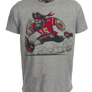 Tampa Bay Buccaneers Retro Football Mascot Artwork Heather Gray Sublimated T-Shirt