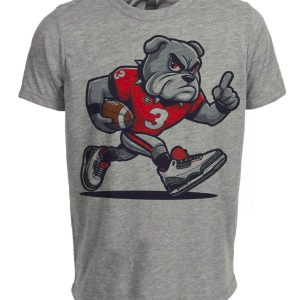 Georgia Bulldogs #1 Retro Football Mascot Artwork Heather Gray Sublimated T-Shirt