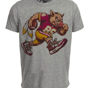 Washington Commanders Retro Football Mascot Artwork Heather Gray Sublimated T-Shirt