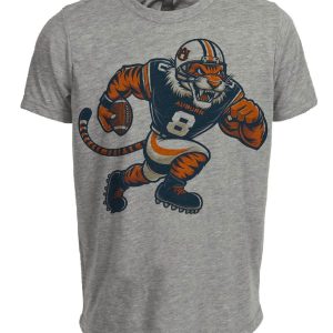 Auburn Tigers Retro Football Mascot Artwork Heather Gray Sublimated T-Shirt