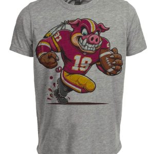 Washington Commanders Ferocious Retro Football Mascot Artwork Heather Gray Sublimated T-Shirt